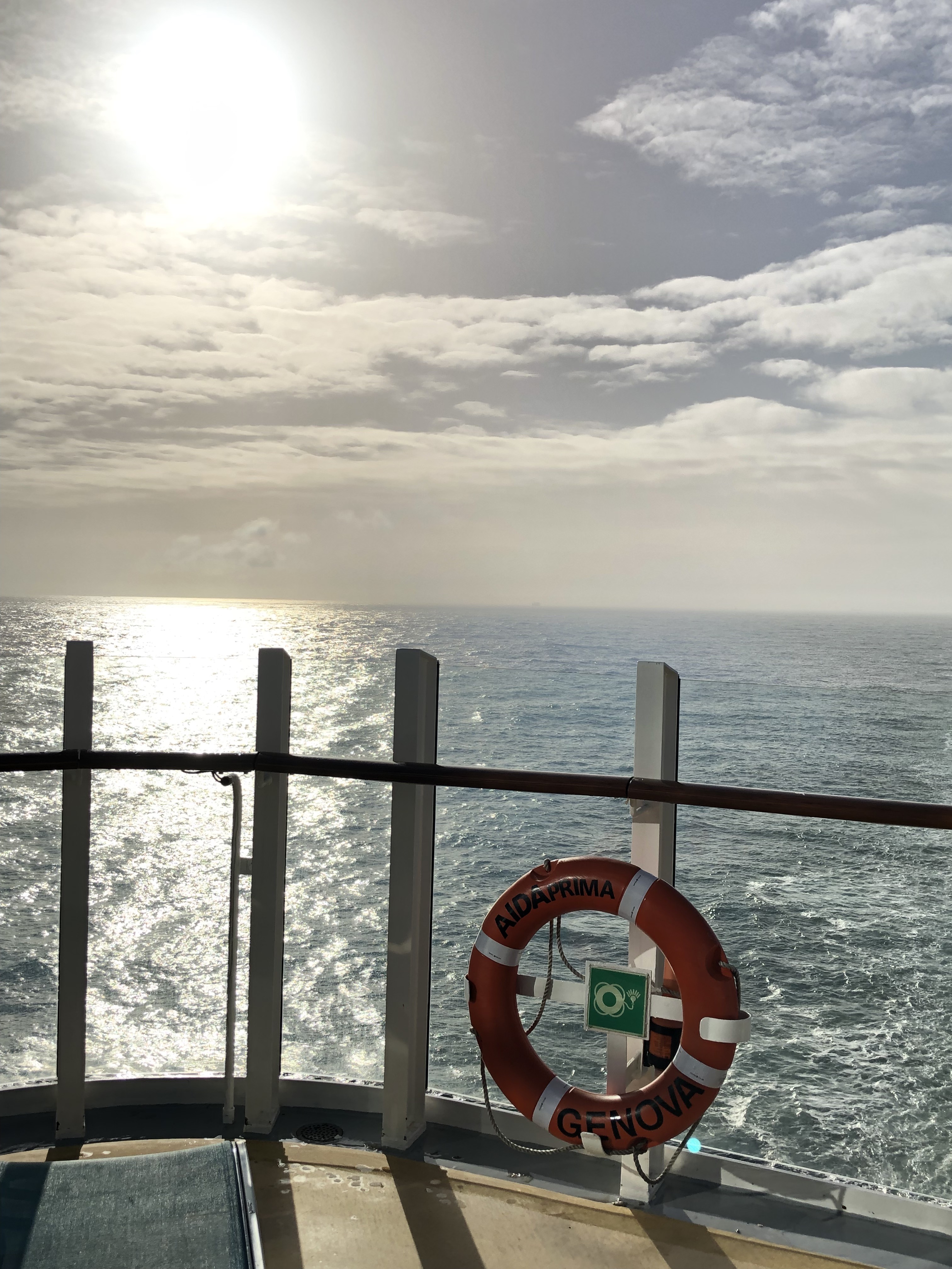 Blick vom Deck der AIDAprima aufs offene Meer